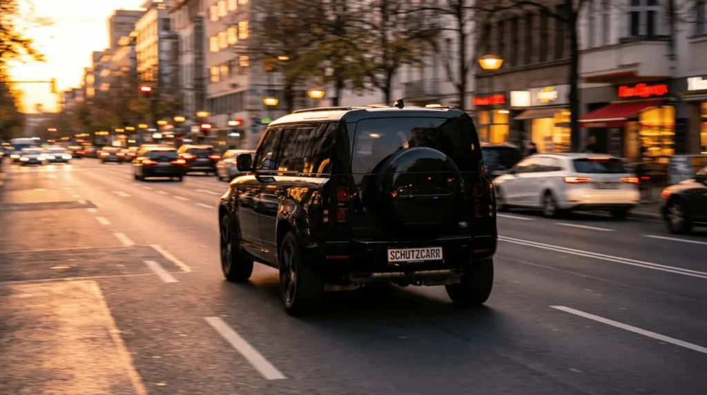 2025 land rover defender black on the road schutzcarr