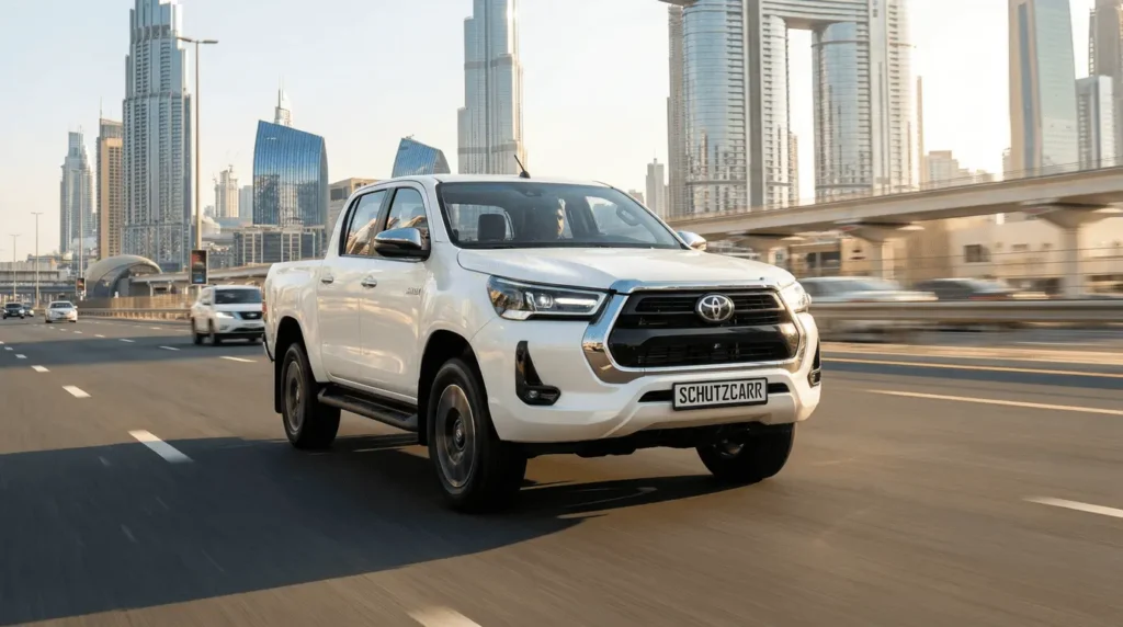 2025 toyota hilux on the dubai highway schutzcarr