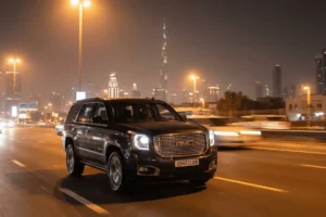 GMC denali 2025 driving on the dubai highway schutzcarr