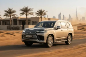 Lexus LX600 2025 parked outside a facility in the desert schutzcarr