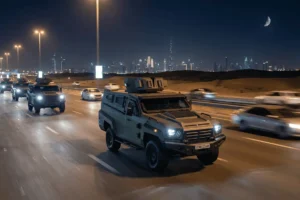 MRAP GER 1D driving on dubai highway schutzcarr