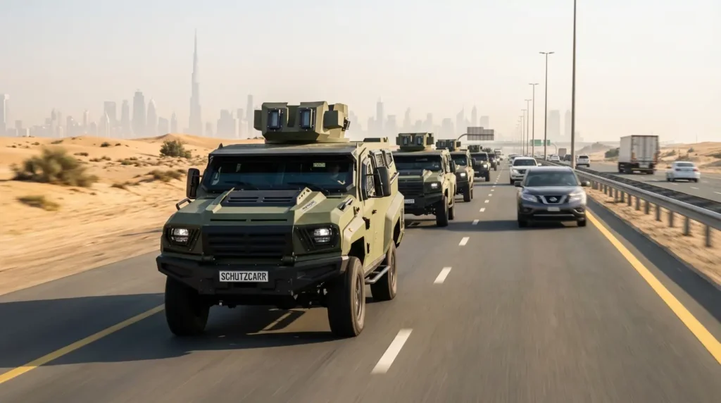 MRAP GER 1D line driving on highway schutzcarr