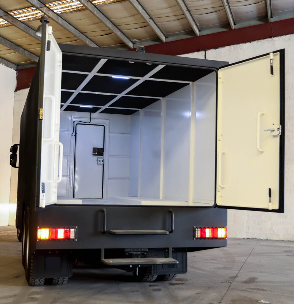 Back door open on armored SUV