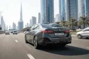 bmw 5 series on highway from behind schutzcarr
