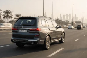 bmw x7 driving on the dubai highway schutzcarr