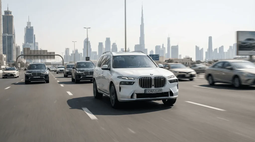bmw x7 on highway schutzcarr