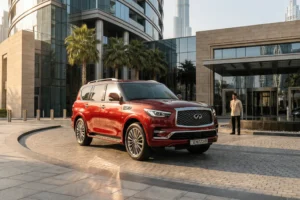 infiniti QX80 outside a hotel in dubai Schutzcarr